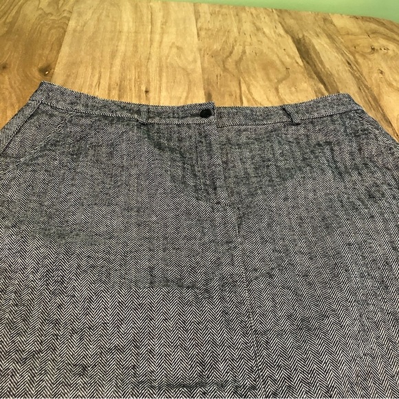 LL Bean Herringbone Classic Fit Black White Lined Skirt Womens Size 16 Petite - Picture 5 of 13